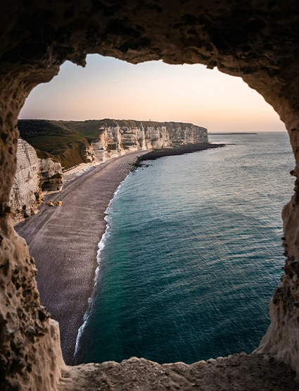 mountain shoreline sunset